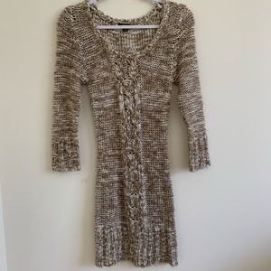 XOXO Wool Off Shoulder Long-sleeve Dress